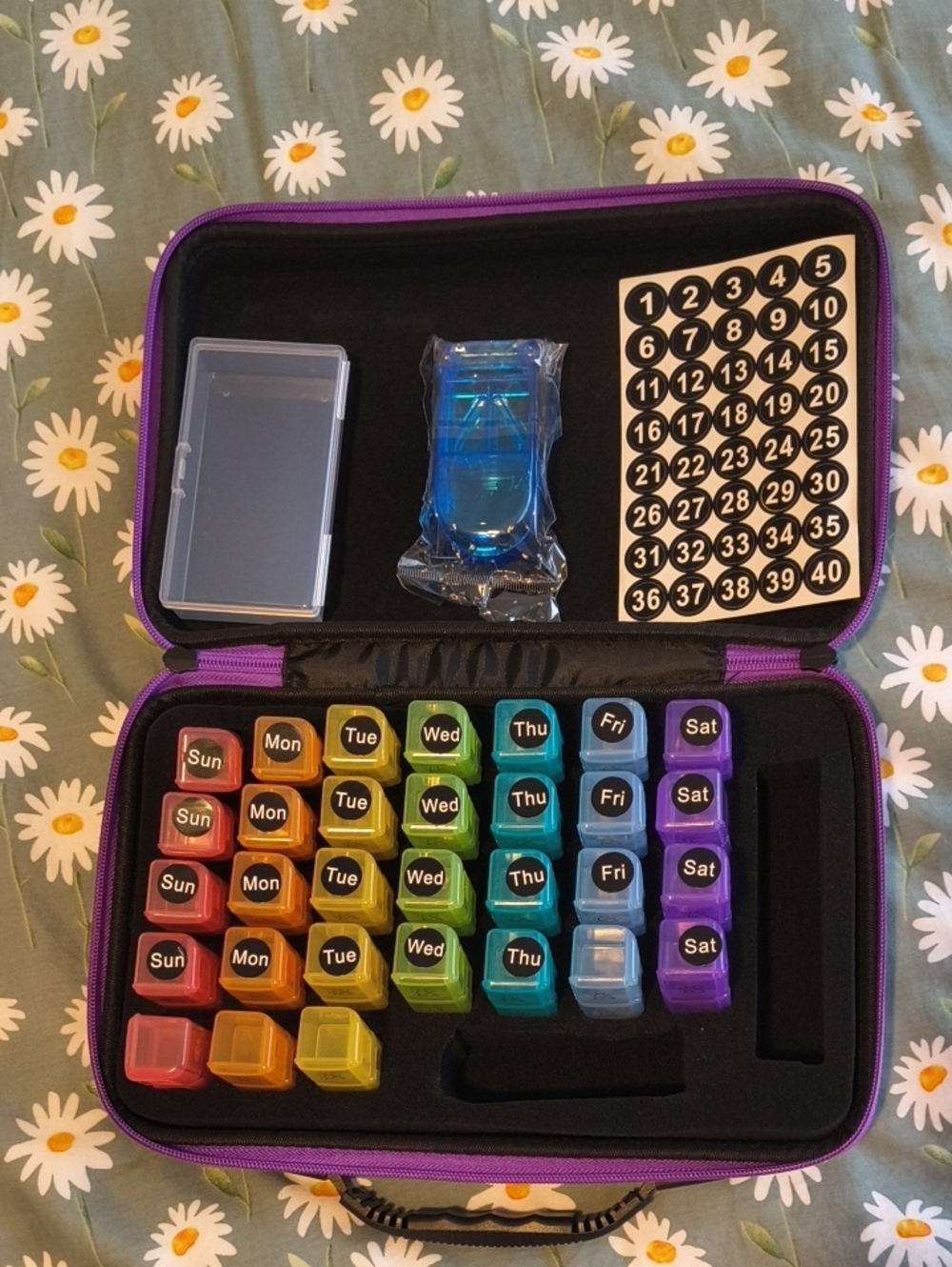 Rainbow Weekly Pill Organizer Set
